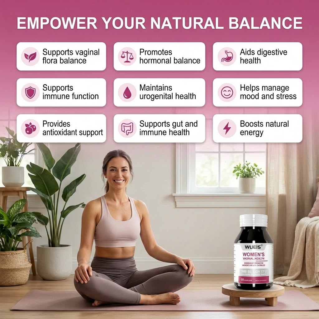 Caring for intimate health, eliminating vaginal odor – promoting gut balance and digestion – women's probiotics and prebiotics supplement